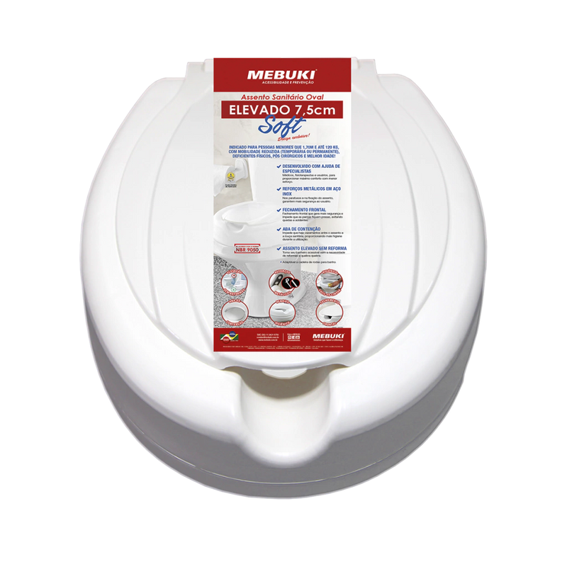 Assento oval soft elevado 7,5cm Mebuki