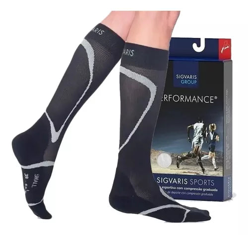 Meia 3/4 Esporte Performance Sigvaris(preto e cinza)